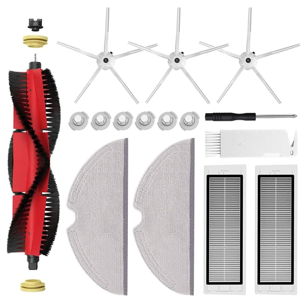 Accessories Replacement Kit for Xiaomi Roborock S5 Max SS Max 6 Pure S6 MaxV S50 S51 S55 S5 S60 S65 S6, 1 Main Brush, 2 HEPA Filters, 3 Side Brush, 2 Cloth, 6 Water Filters