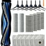 KEEPOW 20-Piece Accessory Set for Ecovacs Deebot X8 Pro Omni / X8 Omni Robot Vacuum Cleaner, Replacement Parts with 1 Main Roller Brush, 2 Mop Roller, 4 Filters, 6 Dust Bags, 6 Side Brushes and 1