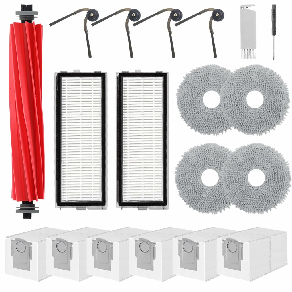 QV35A Accessory Replacement for Roborock QV 35A Robot Vacuum Cleaner, 1 Main Brush, 4 Side Brushes, 2 HEPA Filters, 4 Wipes, 6 Dust Bags, 1 Cleaning Brush
