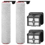 MYAYD Accessory Set for Dreame H12 Pro Robot Vacuum Cleaner, 4 Pieces Replacement Accessories for Dreame H12 Pro Includes 2 Main Brushes and 2 HEPA Filters