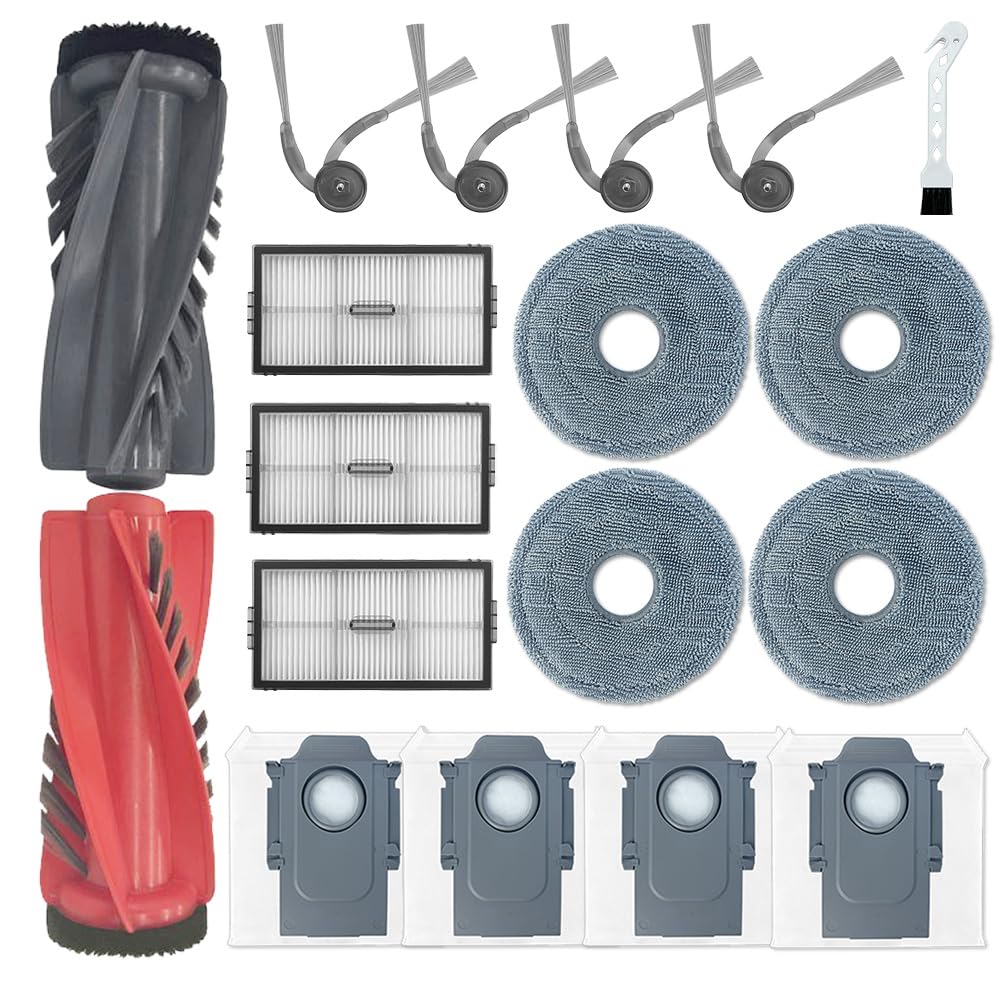 Ytaland Replacement Parts Accessories for Roborock Saros 10R Robot Vacuum Cleaner (1 Main Brush, 4 Side Brush, 3 HEPA Filters, 4 Dust Bags, 4 Mop Pads)