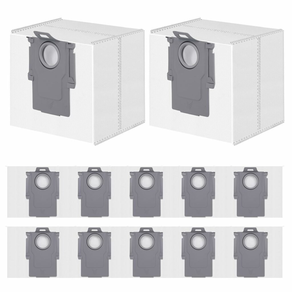 Pack of 12 Vacuum Cleaner Bags for Roborock S8+/S8 Pro Ultra/S7 MaxV Ultra/Q7 Max+/Q8 Max+/Q5 Pro+/Q5 Max+, Q10 X5+/S5+, Q7 M5+/L5+ Vacuum Cleaner Suction Station, Replacement Bags Accessories Vacuum