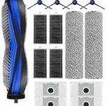 Pack of 16 Accessories for Ecovacs Deebot X9 Pro Omni Replacement Accessories, Replacement Set: 1 Main Brush, 4 Side Brushes, 4 HEPA Filters, 2 Roller Mops, 4 Dust Bags, 1 Cleaning Brush, Spare Parts