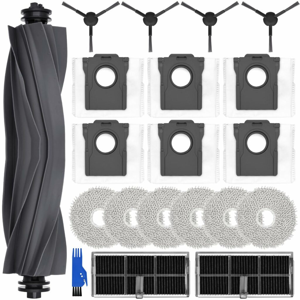 oGoDeal Accessory Set for Dreame L10s Pro Ultra Heat, 6 x Dust Bags 6 x Mop Mop Pads 1 x Main Brush 4 x Side Brushes 2 x Filters, Robot Vacuum Cleaner Replacement Parts Accessories