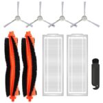 BekabA Pack of 9 Accessories Spare Parts for Xiaomi Robot Vacuum S12/S10 EU, 2 Main Brushes Orange, 2 HEPA Filters, 4 Side Brushes, Spare Kit for Xiaomi Vacuum-Mop 2S/P/Pro/V2/V3/SE