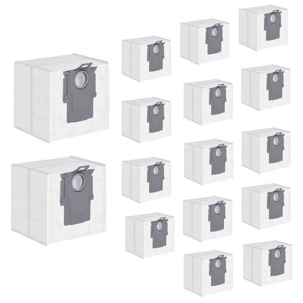 16 Pack Dust Bags for Roborock S8+, S8 Pro Ultra, Q7 +/Max+/Max, Q5 +/Max+/Pro+, Q8 Max+, S7 Pro/MaxV/Max Ultra Robot Vacuum, Large Capacity Disposable Vacuum Bag