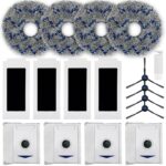 Home Times Replacement Parts for Ecovacs Deebot T30 Omni/Ecovacs Deebot T30 Pro Omni Robot Vacuum Cleaner Accessories with 4 HEPA Filters, 4 Mop Pads, 4 Side Brushes, 4 Dust Bags, 17 Pieces