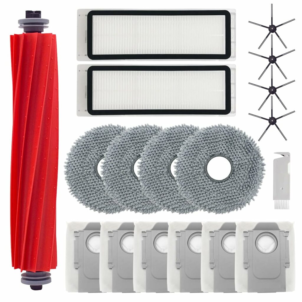 Home Times Accessory set for Roborock Q Revo, 1 roller brush, 2 HEPA filters, 4 side brushes, 4 wipes, 6 dust bags, 1 brush
