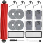 Pack of 17 accessories for Roborock QV 35A/QV 35S robot vacuum cleaner, 1 main brush, 4 dust bags, 2 filters, 4 mop pads, 4 side brushes, 1 white hook brush and 1 screwdriver