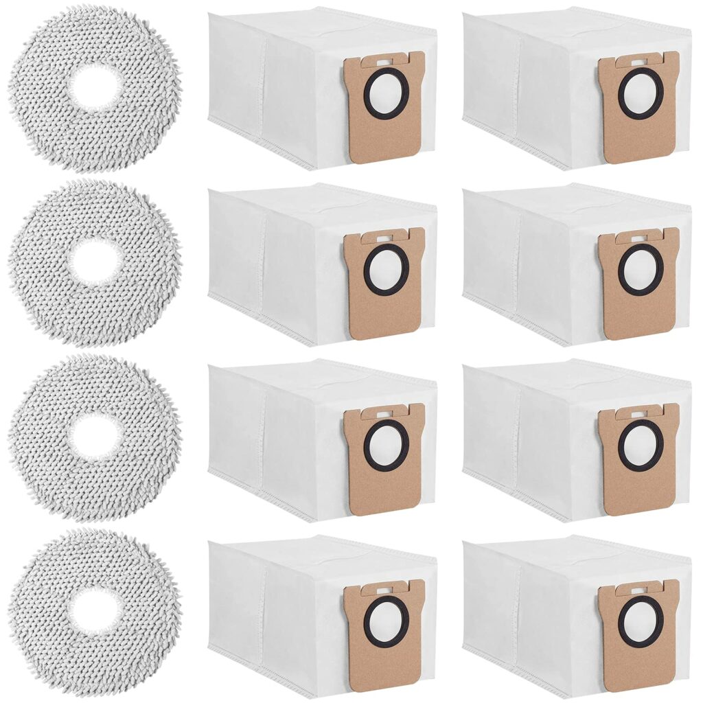 oGoDeal Dust Bag Mop Wipes for Dreame X40 Ultra/L20 Ultra/L10s Ultra/L10s Pro Ultra, 8 Dust Bags 4 Wet Mop Pads, 2.5 L Large Capacity Replacement Bags, Vacuum Cleaner Bags, Wipes