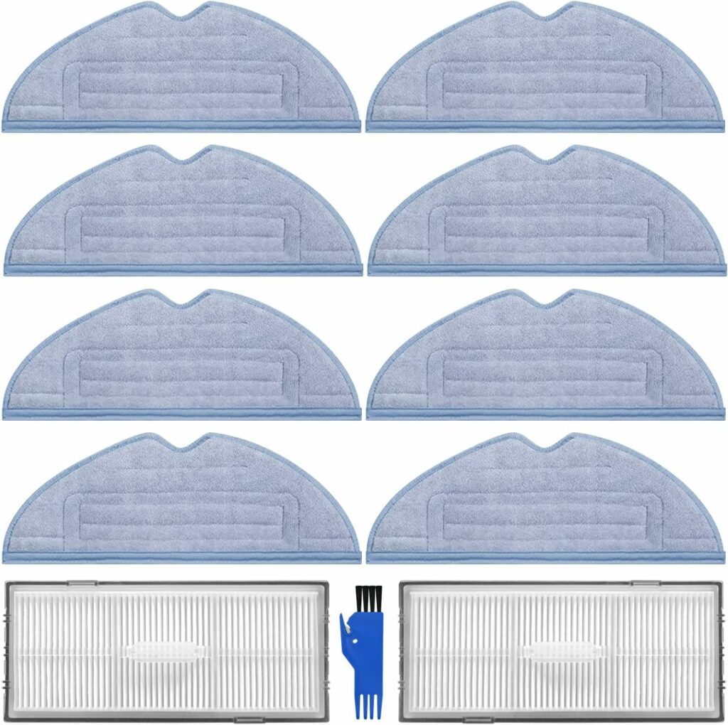 INF Replacement Parts Accessories for Xiaomi Roborock S8/S7/S8+/S7 Series Robot Vacuum Cleaner, 8 x Mop Pads, 2 x HEPA Filters, 1 x Cleaning Brush