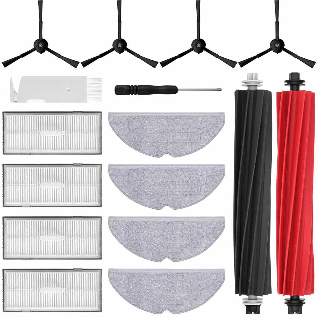 oGoDeal Accessory Set for Roborock S8 Pro Ultra, 1 x Main Roller Brush 4 x Side Brushes 4 x Filters 4 x Mop Wipes 1 x Brush, Robot Vacuum Cleaner Replacement Parts Accessories