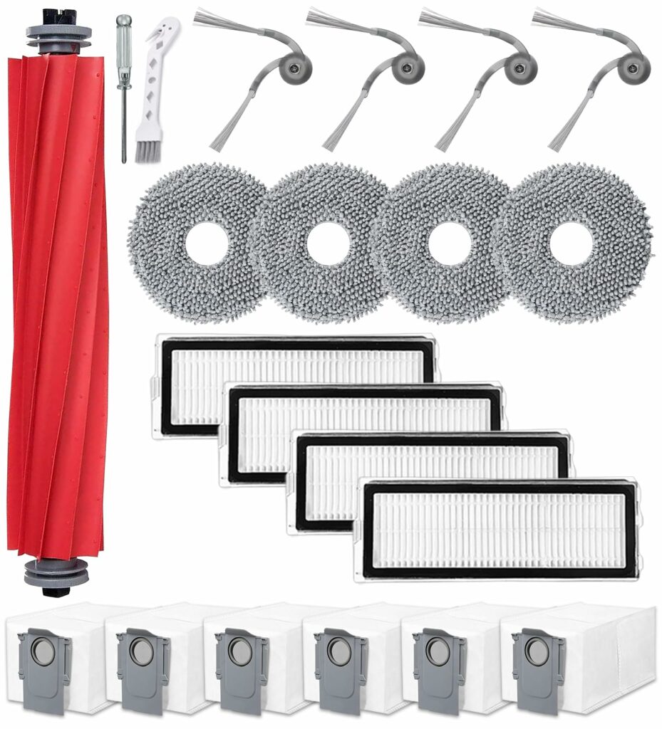 Replacement Accessory Kit for Roborock QV 35A / QV 35S, 1 Main Brush, 6 Bags, 4 HEPA Filters, 4 Cloth, 4 Side Brush