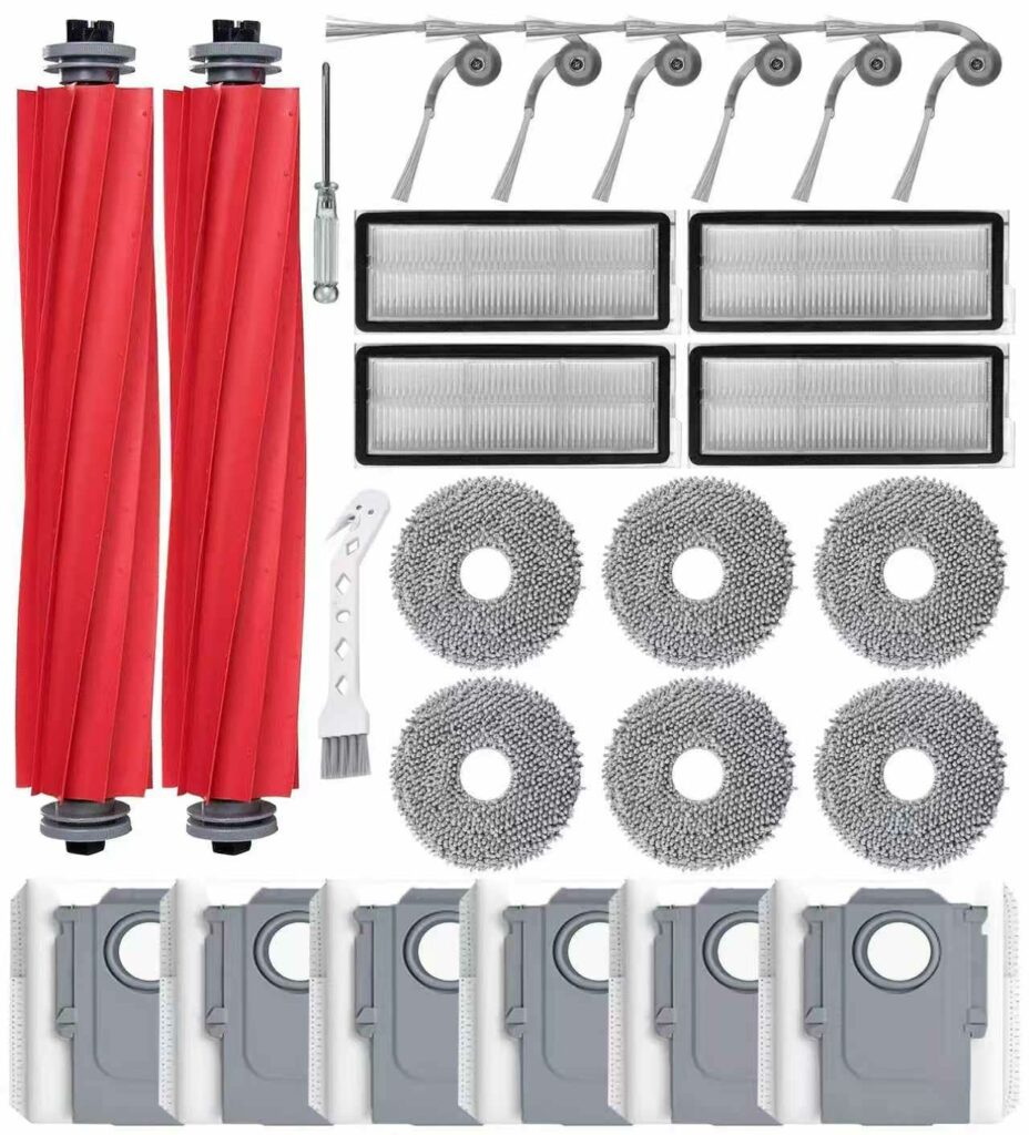 Accessories for Roborock QV 35A/QV 35S, 2 Main Brushes, 6 Dust Bags, 4 Filter, 6 Mops, 6 Side Brushes