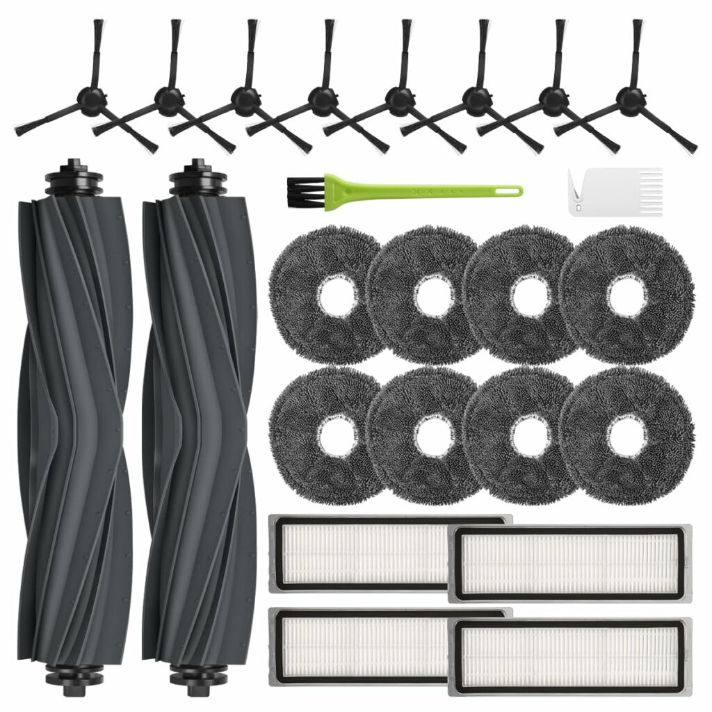 Accessories for Dreame L10s Ultra/ L10 Ultra/ L10s Pro, Replacement Parts Set for Xiaomi X10 Plus Robot Vacuum Cleaner with 2 Main Brushes, 4 HEPA Filters, 8 Mop Pads, 8 Side Brushes