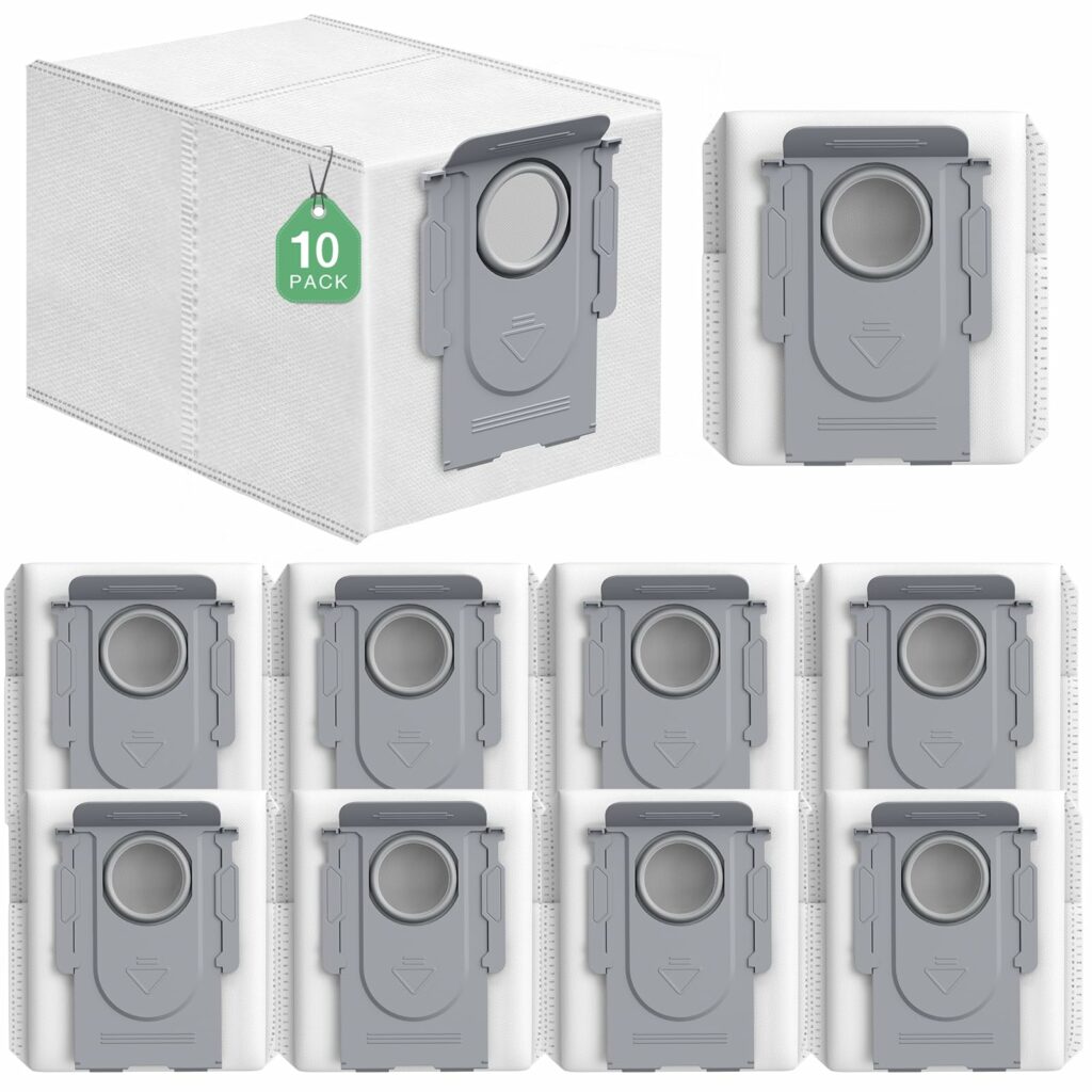 isinlive 10 Pack Q Revo Dust Bags Compatible with Roborock Q Revo Rboter Vacuum Cleaner, 4 Layer Premium Filter Bags with 2.7L Large Replacement Bags