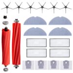 20 Piece Accessory Set for Roborock S7 MaxV Ultra S7 Pro Ultra Vacuum Cleaner Replacement Parts Includes 2 Main Brushes, 4 Wipes, 4 HEPA Filters, 4 Dust Bags, 6 Side Brushes