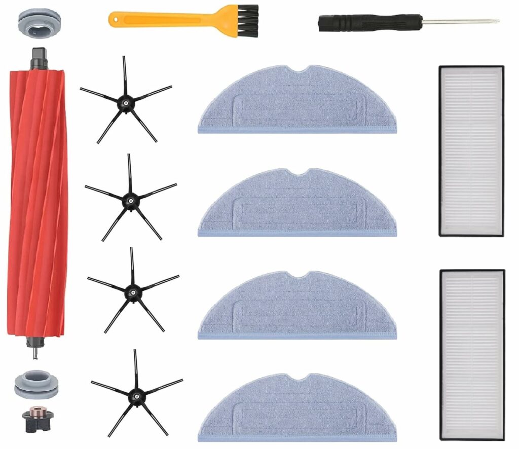 Accessory Replacement Compatible with Roborock S7 / T7 / S7+ S7 MaxV / S7 MaxV Plus / S7 MaxV Ultra / T7 Plus, T7S / T7S Plus. 4 Side Brushes, 4 Wipes, 2 Filters, 1 Main Brush, Tool