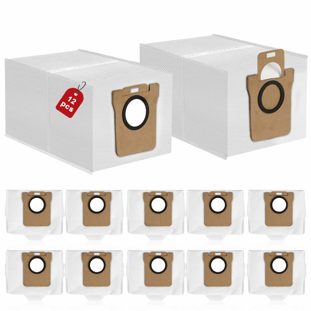 Hossom Pack of 12 Vacuum Cleaner Bags for Xiaomi X10 Plus / X20 Plus & Dreame L20 Ultra / L10s Ultra, Vacuum Cleaner Bags for L10 Ultra L20 Ultra Vacuum Cleaner Automatic Cleaning 2.5L Large Capacity