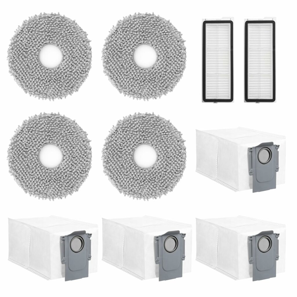 Vacuum Cleaner Accessory Kit for Roborock Qrevo S, Qrevo MaxV, Qrevo Pro, Qrevo Plus, Qrevo Curv, Set Contains 2 Filters, 4 Wipes, 4 Dust Bags