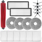 HomeTimes Replacement Parts for Roborock Qrevo S Robot Vacuum Cleaner Accessories with 1 Rubber Brushes, 2 HEPA Filters, 4 Side Brushes, 6 Dust Bags, 4 Mop Pads, 18 Pieces