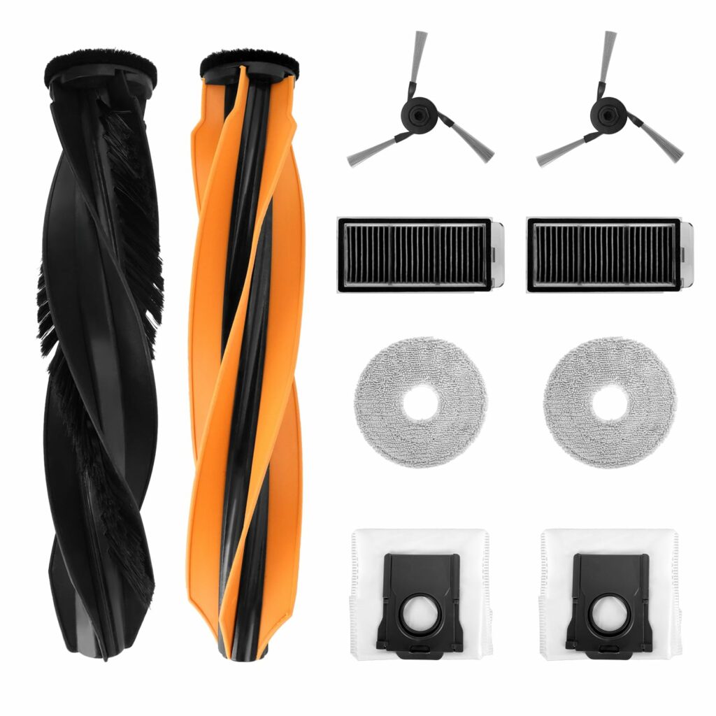 10 Piece Accessory Set Compatible with Dreame X50 Ultra Complete/L50 Pro Ultra/X50 Master Robot Vacuum Cleaner, 2 Main Brushes, 2 HEPA Filters, 2 Side Brushes, 2 Mop Wipes, 2 Antibacterial Dust Bags