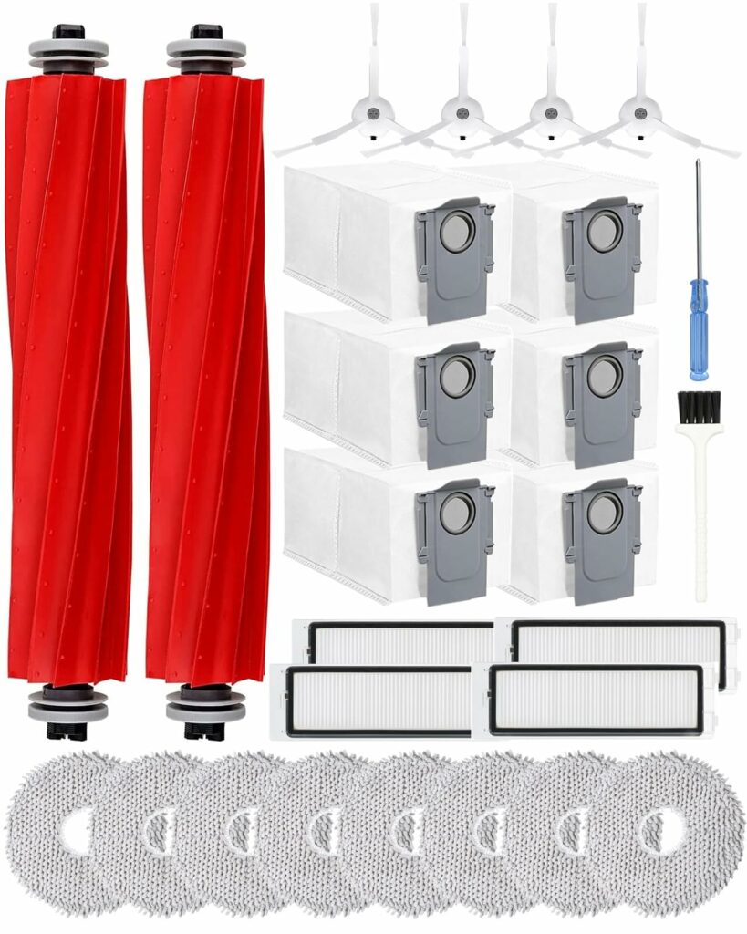 Yivy Accessories for Roborock Q Revo/P10 Vacuum Cleaner, P10 Accessory Kit Robot Vacuum Cleaner Replacement Parts with 2 x Main Brushes, 6 x Dust Bags, 8 x Mop Wipes, 4 x Filters, 4 x Side Brushes, 1