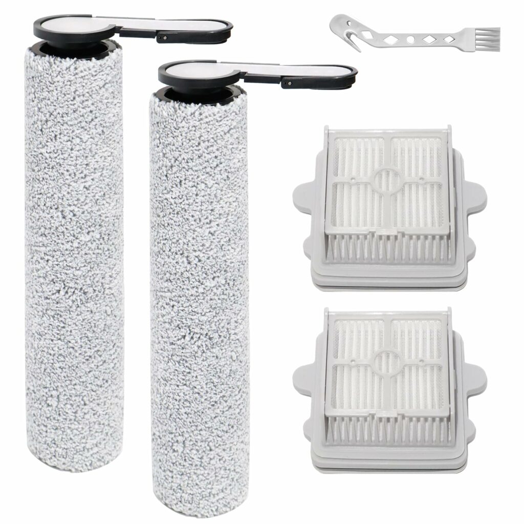 Replacement Roller Brush and Filter Accessories for Roborock F25 RT/F25/F25 ACE/F25 LT/F25 ALT/F25 GT/F25 XT/F25 ACE Combo/F25 Combo Wet and Dry Vacuum Cleaner Replacement Parts, 2 Brush Rollers + 2