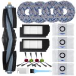 Accessories for Ecovacs DEEBOT X1 Omni / X1 e Omni, Replacement Parts for Ecovacs Deebot X1 Turbo Vacuum Cleaner, 1 Main Brush, 2 HEPA Filters, 4 Wipes, 4 Side Brushes, 4 Dust Bags
