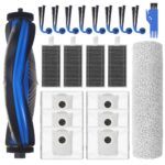 21-Piece Accessory Set for Ecovacs Deebot X9 PRO Omni, Replacement Parts for Robot Vacuum Cleaner with 8 Side Brushes, 6 Dust Bags, 4 Filters, 1 Main Brush, 1 Mop Roller, 1 Cleaning Brush