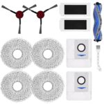 Replacement Accessory Set for Ecovacs Deebot T30 Pro Omni, Robot Vacuum Cleaner Replacement Accessories, 2 Side Brushes Replacement Parts Set, 1 Main Brush, 4 Pro Wipes, 2 Dust Bags, 2 Filters and 1