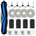 T50 Accessories Replacement Compatible with Ecovacs Deebot T50/T50 Pro Omni, T50/T50 Pro Omni Gen2 Robot Vacuum Cleaner, 1 Main Brush, 4 Filters, 4 Side Brushes, 4 Mop Wipes, 4 Dust Bags – Not for T50