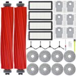 Replacement Accessories for Roborock Qrevo S/Qrevo Pro/Q Revo MaxV/Qrevo Plus Robot Vacuum Cleaner Kit, 2 Main Brush, 4 Hepa Filters, 4 Side Brushes, 8 Mop Cloths, 6 Dust Bags