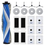 19 Piece Accessory Set for Ecovacs Deebot T30 Omni / T30 Pro Omni Robot Vacuum Cleaner, 1 Rubber Main Brush, 4 HEPA Filters, 6 Dust Bags, 4 Cloths, 4 Side Brushes, Easy to Clean and Replace
