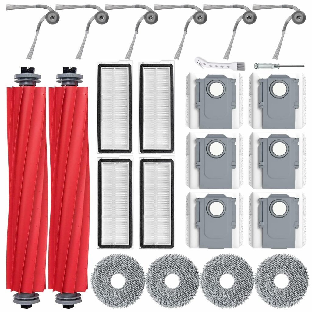 Replacement Accessory Kit for Roborock QV 35A / QV 35S, 2 Main Brush, 6 Bags, 4 HEPA Filters, 4 Cloth, 6 Side Brush
