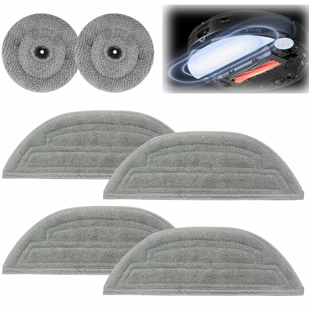 Pack of 6 Microfibre Wipes Replacement Part for Roborock S8 MaxV Ultra, Replacement Mop Compatible with VibraRise 3.0, Wipes Reusable Accessories Refill Pack Mop for All Floors and Surfaces