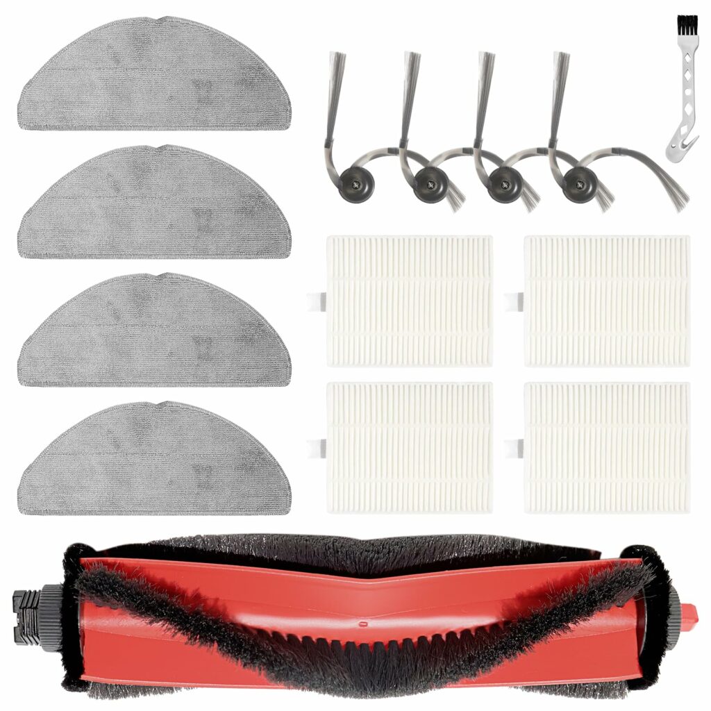 Replacement Part Accessory for Roborock Q7 M5, Q7 M5+, Q7 L5 Robot Vacuum Cleaner, 1 Main Brush, 4 Wipes, 4 Filters, 4 Side Brushes