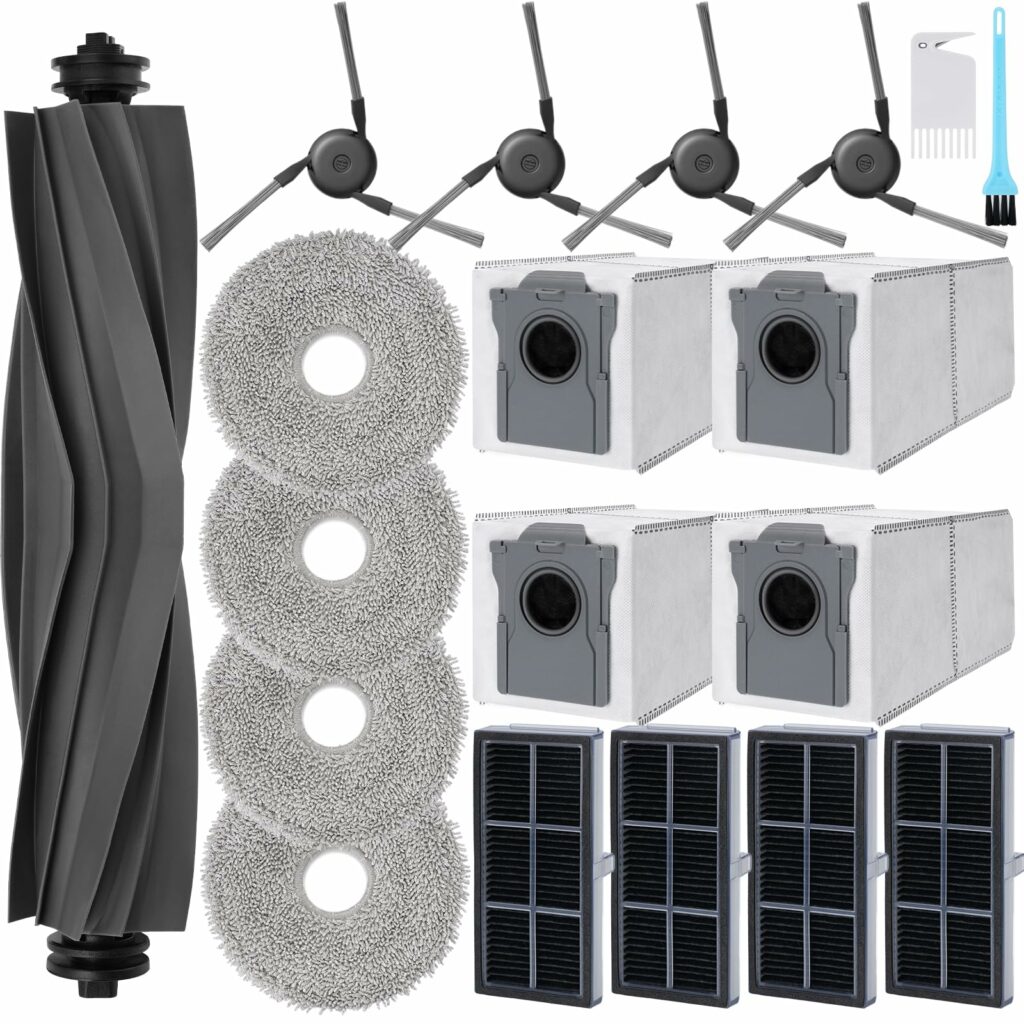 Accessory Set for Dreame X40 Ultra Complete / X40 Ultra / L40 Ultra, 1 x Roller Brush, 4 x Dust Bags, 4 x Wipes, 4 x Side Brushes, 4 x Filters