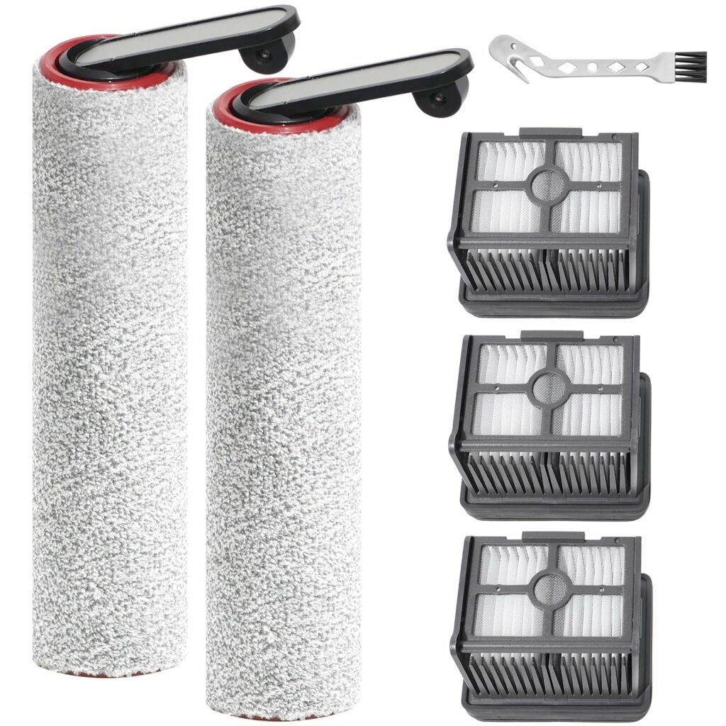 Brush Roll Replacement Parts for Dreame H12 Pro / H12 Dual Wet and Dry Vacuum Cleaner Accessories, 2 Main Brushes + 3 HEPA Filters + 1 Cleaning Brush