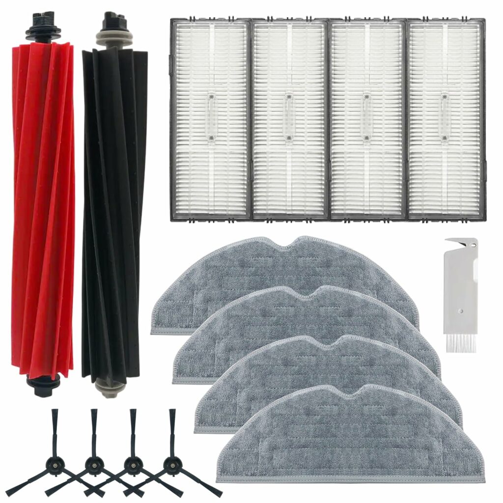 Home Times Accessory Kit for Roborock S7 Pro Ultra, 1 Detachable Duo Roller Riser, 4 HEPA Filters, 4 Side Brushes, 4 Wipes