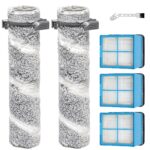 Brush Roll for Bissell CrossWave OmniForce Edge 4076,4087,4000,4006,4007,4008,4017,3912,3999 Wet and Dry Vacuum Cleaner Replacement Parts, 2 Main Brushes + 3 HEPA Filters