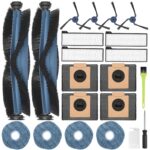 21 Piece Replacement Accessory Set for Eufy X10 Pro Omni Vacuum Cleaner, 2 Main Brushes, 4 Side Brushes, 4 Dust Bags, 4 Mop Pads, 4 HEPA Filters, 1 Cleaning Tool