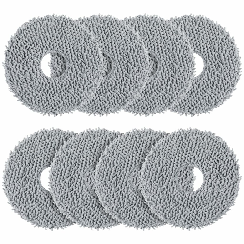 Pack of 8 Wipes Compatible with Roborock Qrevo/Qrevo Master/Qrevo Slim/Qrevo MaxV/Qrevo Curve/Qrevo Pro/Qrevo S Robot Vacuum Cleaner, Washable and Reusable Microfibre Mops