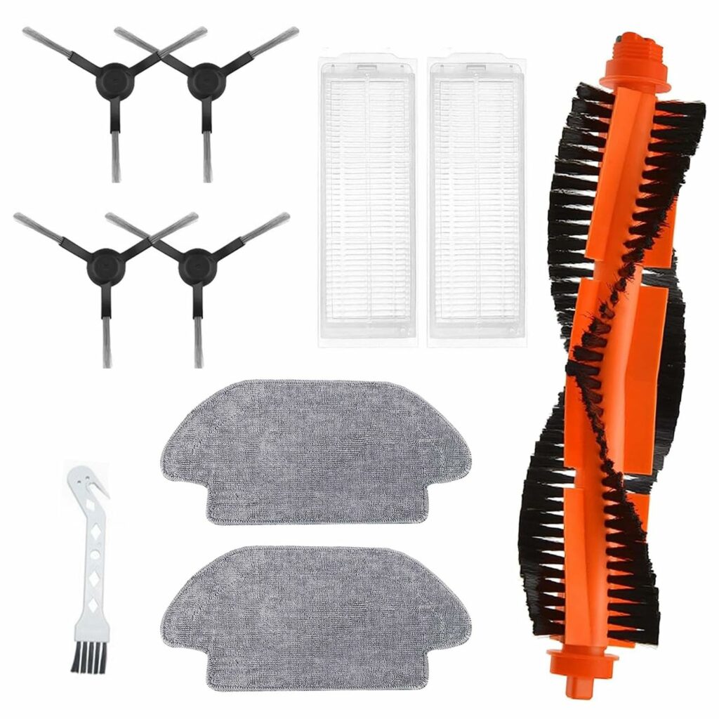 Replacement Accessory Kit for Xiaomi Mi Robot Vacuum S12 /Mop 2S /Mop P/Mop Pro Vacuum Cleaner Replacement Parts, 1 Main Brush, 4 Side Brush, 2 Wipes, 2 Filters