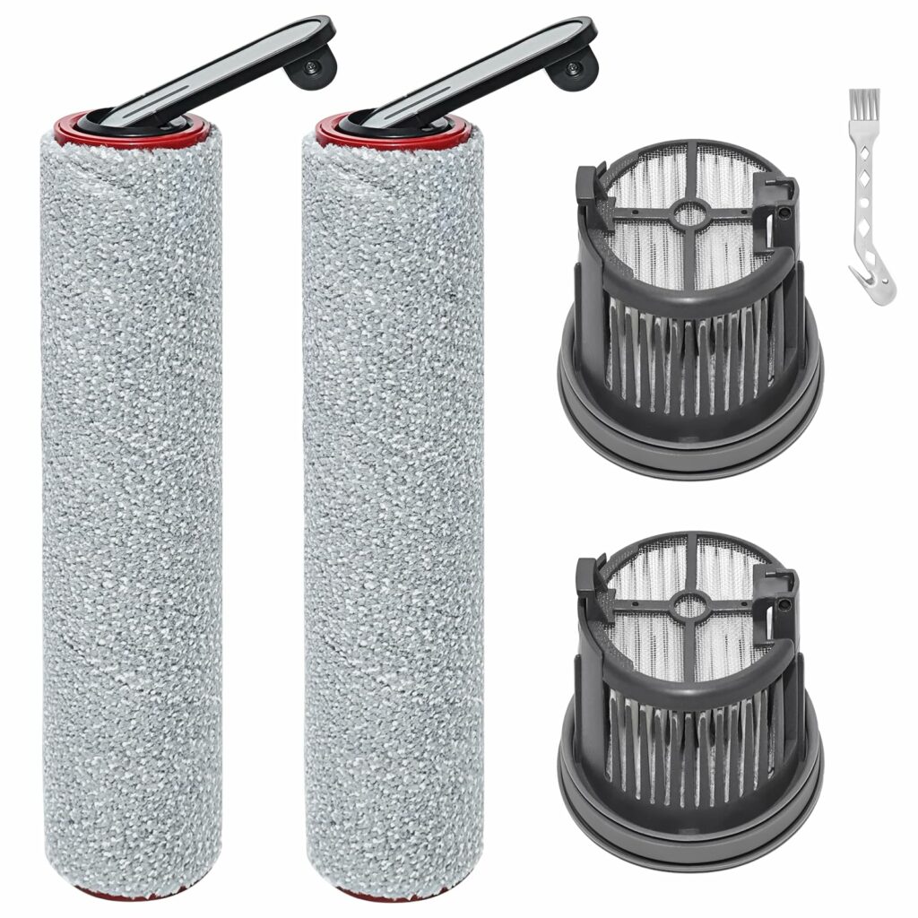 Replacement Roller Brush and Filter Accessories for Dreame H14 AE/ H14 / H14 Pro/H14 Dua Wet and Dry Vacuum Replacement Parts, 2 Roller Brush + 2 HEPA Replacement Filters + 1 Cleaning Brush