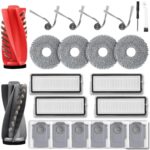 21-piece accessory set for Roborock Qrevo Curv/Qrevo Curv S5X / Qrevo/Qrevo S5V Edge robot vacuum cleaner, 1 main brush, 6 dust bags, 4 mop pads, 4 filters, 4 side brushes, 1 cleaning accessories