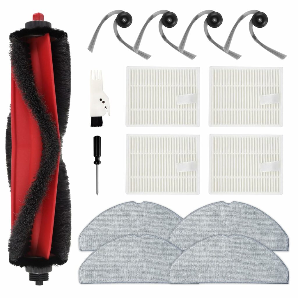 Yivy Q7 M5 Accessory Set for Roborock Q7 L5, Q7 L5+, Q7 M5, Q7 M5+ Vacuum Cleaner Accessory Kit, 1 Main Brush, 4 Side Brushes, 4 HEPA Filters, 4 Wipes, 1 Cleaning Brush, 1 Screwdriver