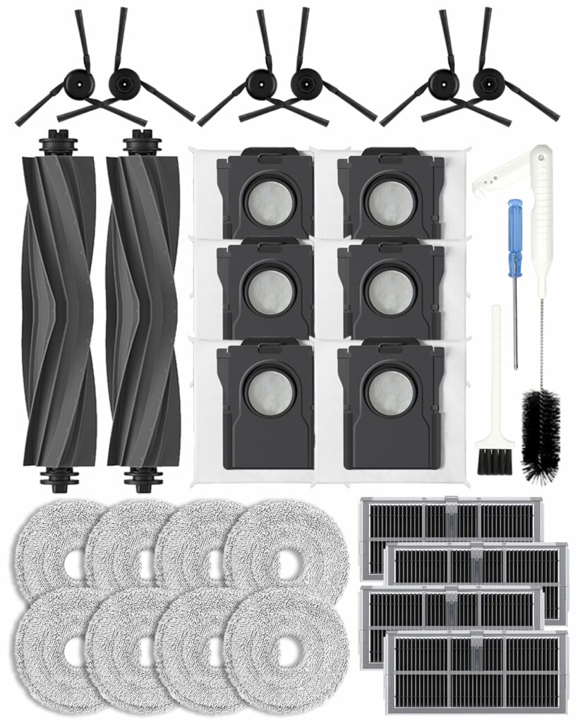 Yivy Pack of 29 accessories for Dreame X40 Ultra/L40 Ultra/X40 Master robot vacuum cleaner replacement part, 2 main brushes, 4 HEPA filter activated carbon filters, 6 side brushes, 6 dust bags, 8