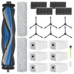 Accessory Set Replacement Parts for Ecovacs Deebot X8 Pro Omni/X8 Omni Vacuum Cleaner, 1 Main Brush, 2 Mop Roller, 6 Dust Bags, 4 HEPA Filters, 6 Side Brushes, 1 Set of Clean Tools