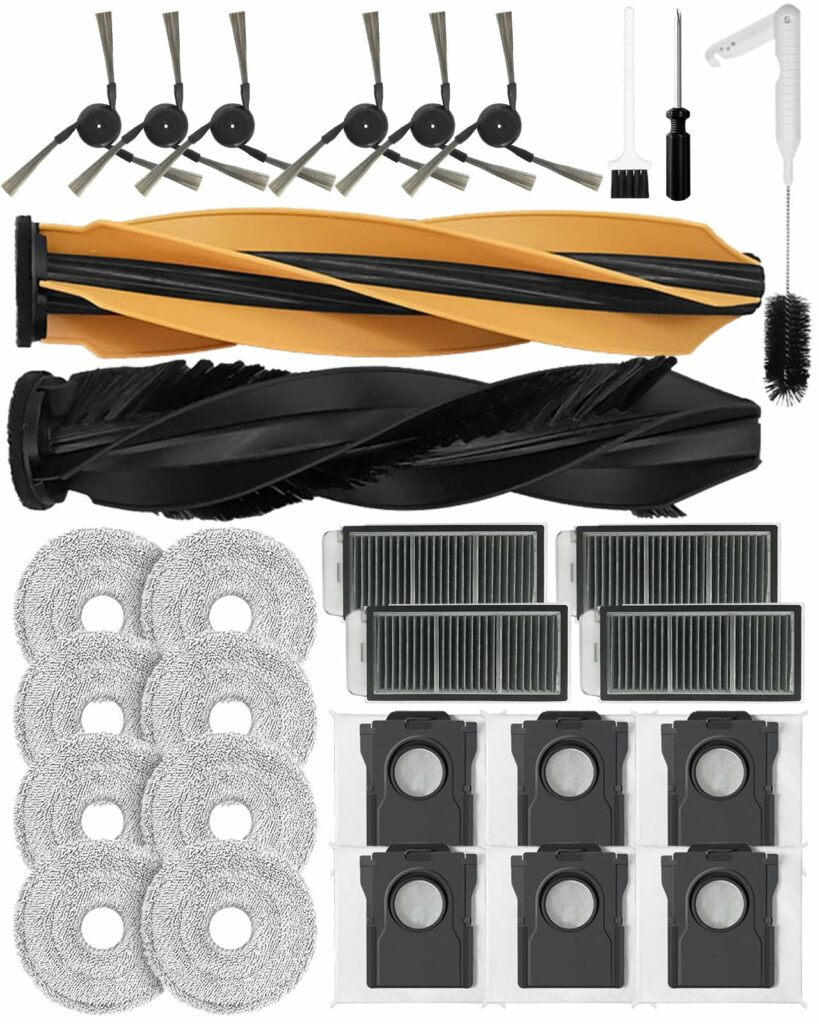 29 pieces accessories for Dreame X50 Master/X50 Ultra Complete/L50 Pro Ultra/L50 Ultra/Dreame L40s Pro Ultra/Mova V50 Ultra Complete, 1 pair of main brushes, 6 side brushes, 4 activated carbon HEPA